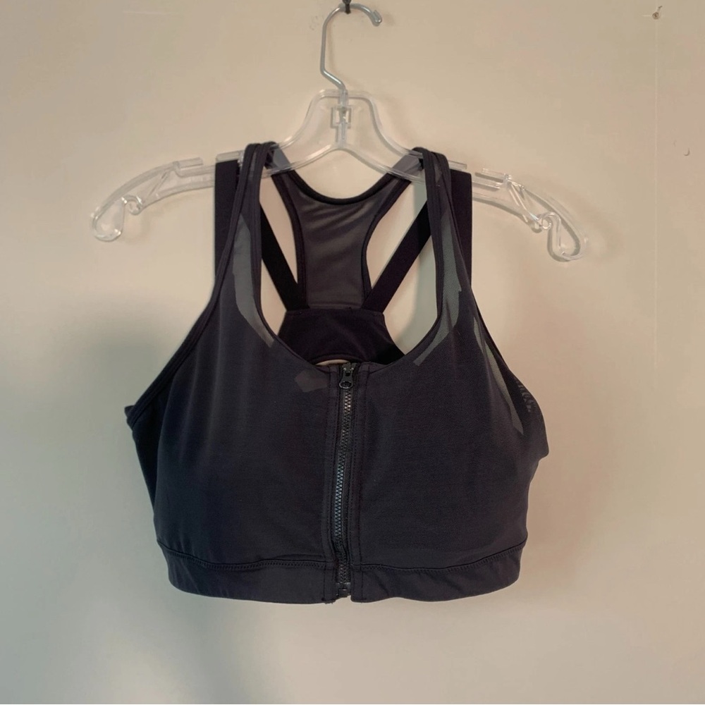 Yvette High Impact Adjustable Front Zip Padded Sports Bra Black Size 40 (D-F)
